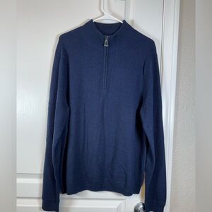 John W Varvatos Quarter Zip 100% Cashmere Blue Sweater Size Large #5849